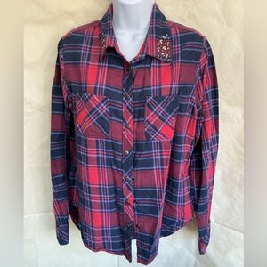Bit & Bridle Red and Blue Plaid Button Down Shirt